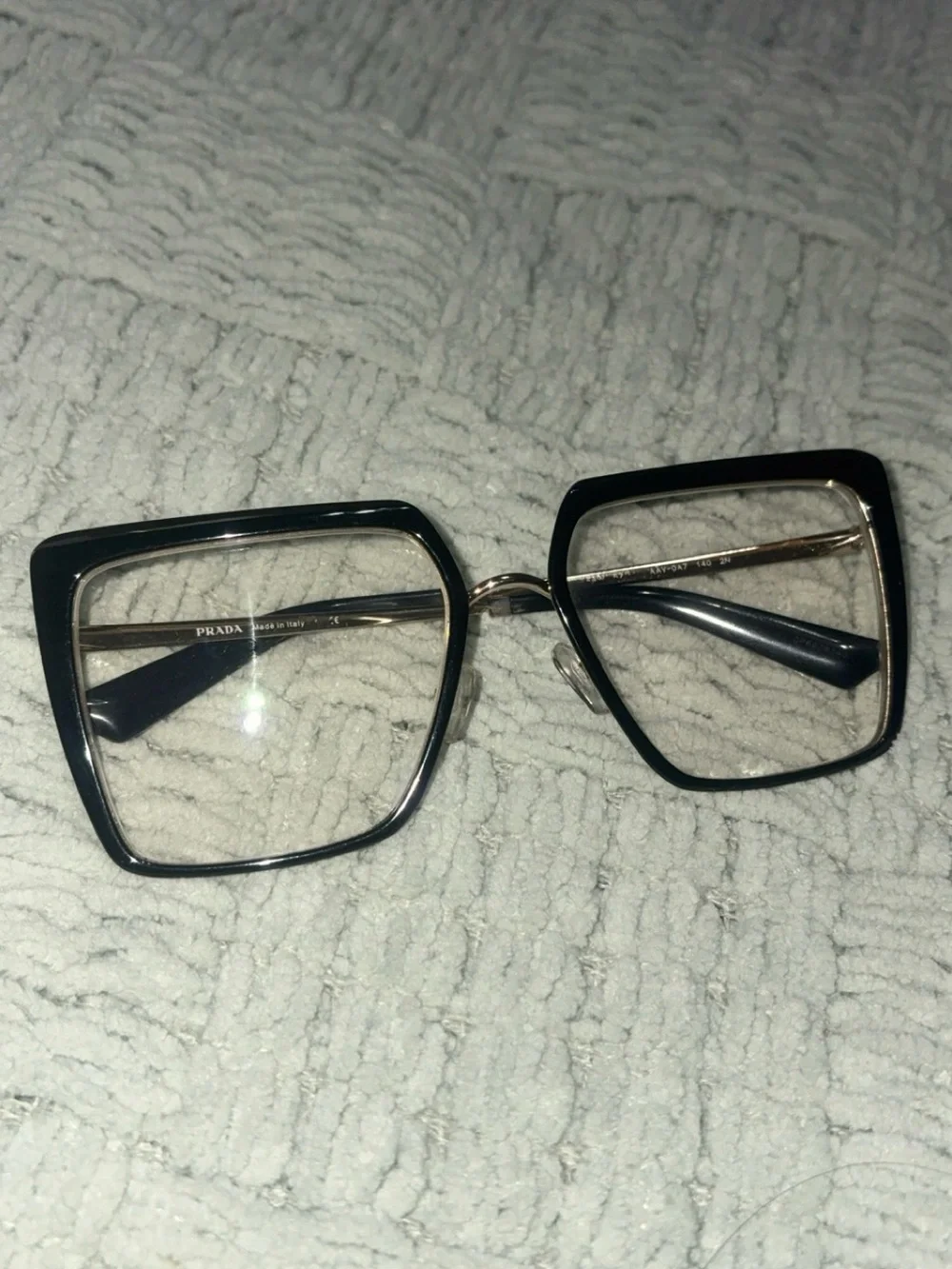 Prada Black and Gold Oversized Square Glasses
